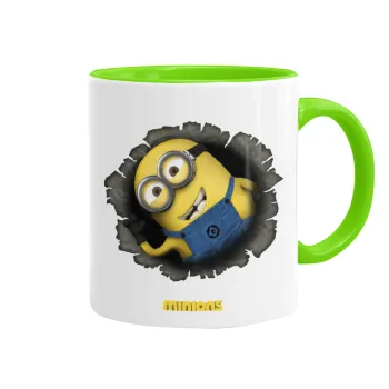 Minions hi, Mug colored light green, ceramic, 330ml