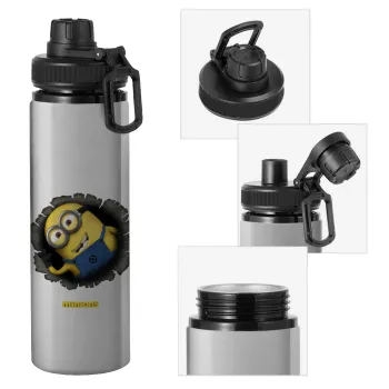 Minions hi, Metallic water bottle with safety cap, 850ml aluminum