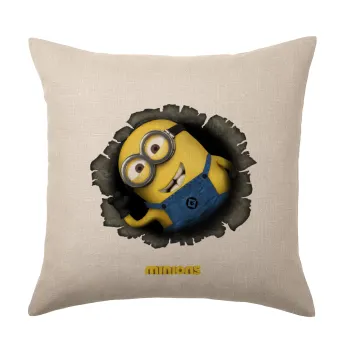 Minions hi, Μαξιλάρι καναπέ ΛΙΝΟ 40x40cm περιέχεται το  γέμισμα
