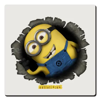 Minions hi, Τετράγωνο μαγνητάκι ξύλινο 6x6cm