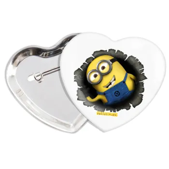 Minions hi, Κονκάρδα παραμάνα καρδιά (57x52mm)