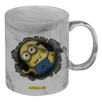 Minions hi, Mug ceramic marble style, 330ml