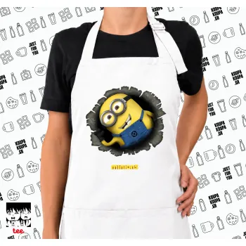 Minions hi, Ποδιά μακριά Σεφ ολόσωμη με τσέπες white (ΕΝΗΛΙΚΩΝ)