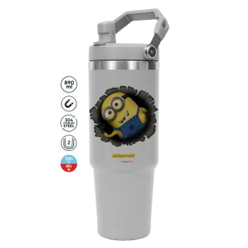 Minions hi, ΓΚΡΙ χρώματος Θερμός Ανοξείδωτο 890ml (30oz) με χερούλι