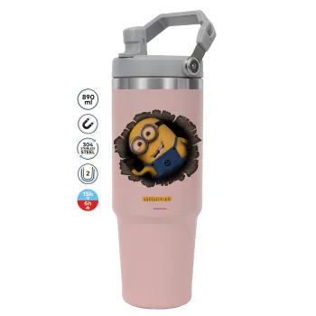 Minions hi, ΡΟΖ χρώματος Θερμός Ανοξείδωτο 890ml (30oz) με χερούλι
