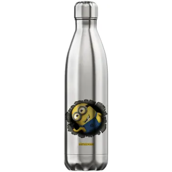 Minions hi, Μεταλλικό παγούρι θερμός Inox (Stainless steel), διπλού τοιχώματος, 750ml