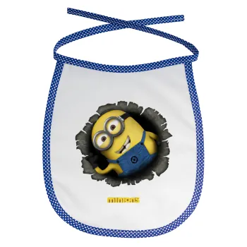 Minions hi, Σαλιάρα μωρού αλέκιαστη με κορδόνι Μπλε