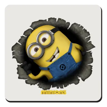 Minions hi, Τετράγωνο μαγνητάκι ξύλινο 9x9cm