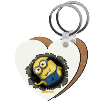 Minions hi, Μπρελόκ Ξύλινο καρδιά MDF