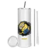 Tumbler ποτήρι θερμό από ανοξείδωτο ατσάλι 600ml, με μεταλλικό καλαμάκι & βούρτσα καθαρισμού