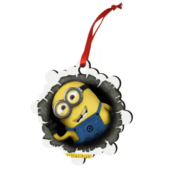 Minions hi, Στολίδι Χριστουγεννιάτικο στολίδι snowflake ξύλινο 7.5cm