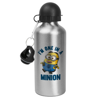 I'm one in a minion, Μεταλλικό παγούρι νερού, Ασημένιο, αλουμινίου 500ml