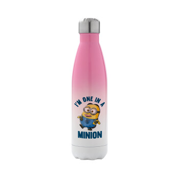 I'm one in a minion, Metal mug thermos Pink/White (Stainless steel), double wall, 500ml