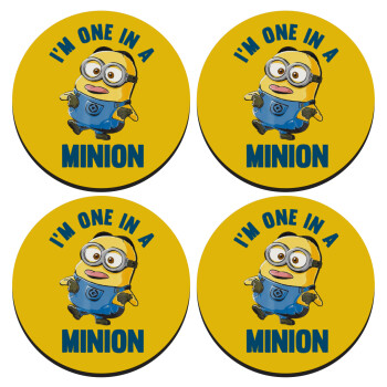 I'm one in a minion, SET of 4 round wooden coasters (9cm)