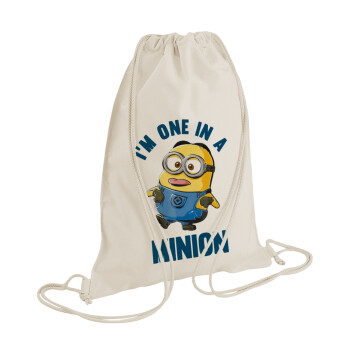 I'm one in a minion, Backpack bag GYMBAG natural (28x40cm)