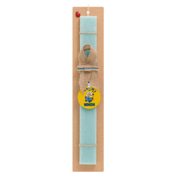 I'm one in a minion, Easter Set, wooden keychain & aromatic flat Easter candle (30cm) (TURQUOISE)