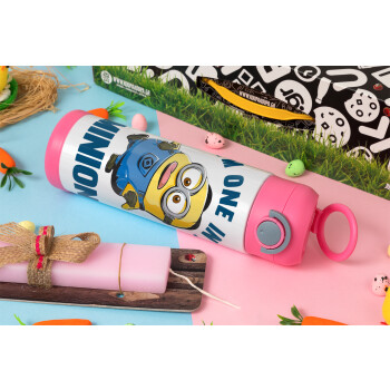 I'm one in a minion, Πασχαλινή Λαμπάδα με Παιδικό παγούρι θερμό, ανοξείδωτο, με καλαμάκι ασφαλείας, ΡΟΖ (500ml)