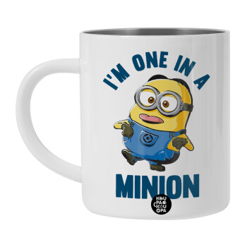 I'm one in a minion, BIG Mug Stainless steel double wall (450ml, White)