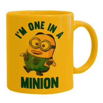 I'm one in a minion, Ceramic coffee mug yellow, 330ml (1pcs)