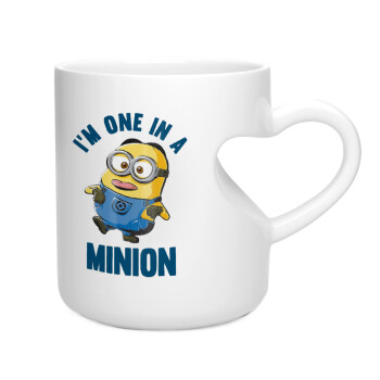 I'm one in a minion, Κούπα καρδιά λευκή, κεραμική, 330ml