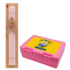 Easter Set, children's snack container PINK & scented flat Easter candle (30cm) (PINK)