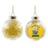 Transparent Christmas tree ball ornament with gold filling 8cm