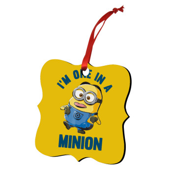 I'm one in a minion, Στολίδι Χριστουγεννιάτικο στολίδι polygon ξύλινο 7.5cm