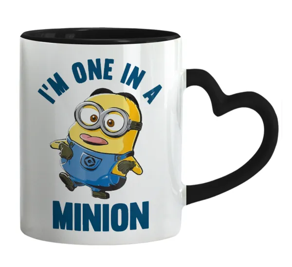I'm one in a minion — Mug heart black handle, ceramic, 330ml
