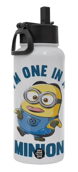 I'm one in a minion — Metal mug thermo White with Straw and Spout Lid (Stainless steel), double wall, 950ml