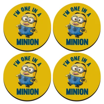 I'm one in a minion, ΣΕΤ 4 Σουβέρ ξύλινα στρογγυλά (9cm)