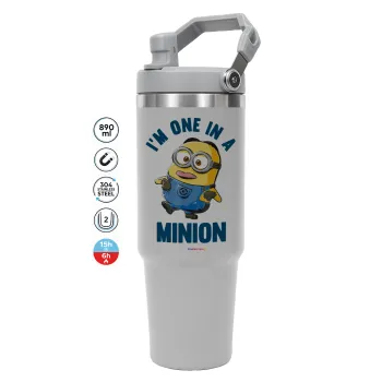 I'm one in a minion, ΓΚΡΙ χρώματος Θερμός Ανοξείδωτο 890ml (30oz) με χερούλι
