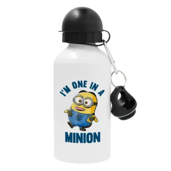 I'm one in a minion, Μεταλλικό παγούρι νερού, Λευκό, αλουμινίου 500ml