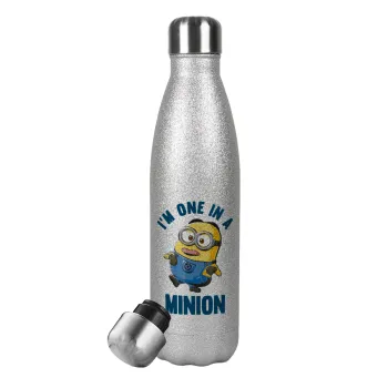 I'm one in a minion, Metallic Glitter Silver Thermos Flask (Stainless steel), double-walled, 500ml