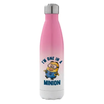 I'm one in a minion, Metal mug thermos Pink/White (Stainless steel), double wall, 500ml