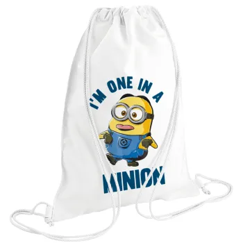I'm one in a minion, Backpack pouch GYMBAG white (28x40cm)