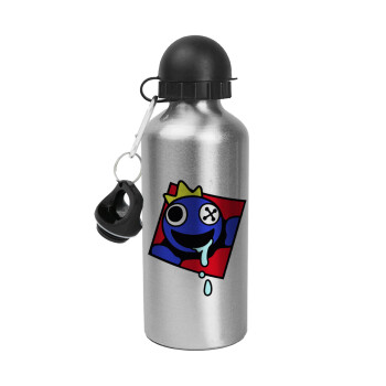 Blue, Rainbow friends, Μεταλλικό παγούρι νερού, Ασημένιο, αλουμινίου 500ml