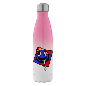 Blue, Rainbow friends, Metal mug thermos Pink/White (Stainless steel), double wall, 500ml