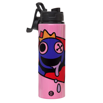 Blue, Rainbow friends, Metallic water bottle with safety lid, 850ml aluminum