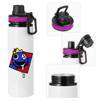 Blue, Rainbow friends, Metallic water bottle with safety lid, 850ml aluminum