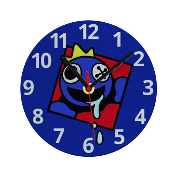 Blue, Rainbow friends, Ρολόι τοίχου γυάλινο (20cm)