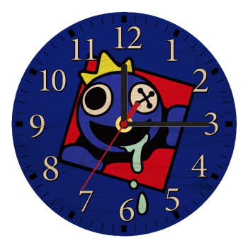 Blue, Rainbow friends, Ρολόι τοίχου ξύλινο plywood (20cm)