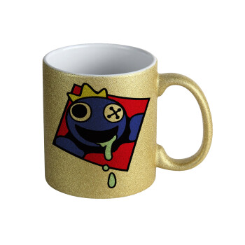 Blue, Rainbow friends, Κούπα Χρυσή Glitter που γυαλίζει, κεραμική, 330ml