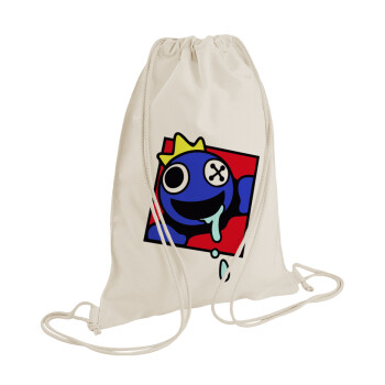 Blue, Rainbow friends, Backpack bag GYMBAG natural (28x40cm)
