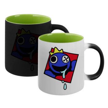 Blue, Rainbow friends, Κούπα Μαγική εσωτερικό πράσινο, κεραμική 330ml που αλλάζει χρώμα με το ζεστό ρόφημα