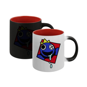 Blue, Rainbow friends, Κούπα Μαγική εσωτερικό κόκκινο, κεραμική, 330ml που αλλάζει χρώμα με το ζεστό ρόφημα