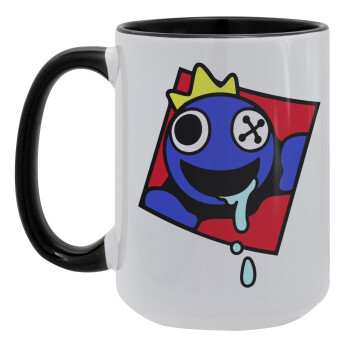 Blue, Rainbow friends, Κούπα Mega 15oz, κεραμική Μαύρη, 450ml