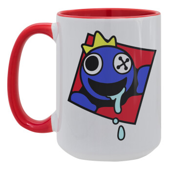 Blue, Rainbow friends, Κούπα Mega 15oz, κεραμική Κόκκινη, 450ml