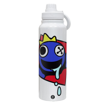 Blue, Rainbow friends, 1L Stainless Steel Thermal Bottle with Phone Holder & Double Wall Insulation
