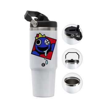 Blue, Rainbow friends, 30oz stainless Steel Tumbler with Handle