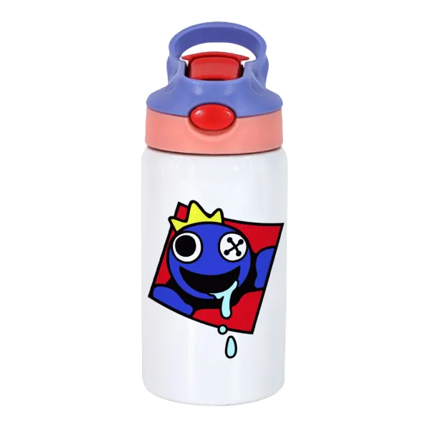 Blue — Children's hot water bottle, stainless steel, with safety straw, pink/purple (350ml)